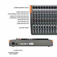 Console de mixage audio 16 canaux AT16 avec USB BT 5.0 et 256 effets de réverbération DSP pour scène, diffusion en direct et studio