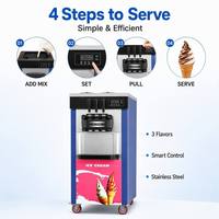 Machine à glace molle commerciale 3 saveurs 26-30L/H sur pied en acier inoxydable 2400W pour commerces et cafés CY-6228