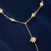 Bracelet chaîne de main en argent 925 avec étoile à huit branches et zircon artificiel pour femme, idéal pour le quotidien et les soirées