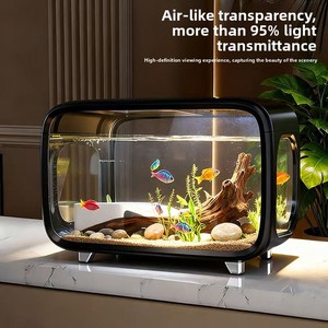 Acuario Transparente Personalizado <span class=keywords><strong>de</strong></span> Primera Calidad, Pecera Pequeña para Peces y Tortugas, Decoración para Sala <span class=keywords><strong>de</strong></span> Estar, Balcón y Hábitat para Mascotas Acuáticas - Product Image 3
