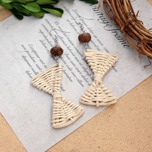 Nouveau Herbe Canne Tissé Boucles D'oreilles Long Island <span class=keywords><strong>Plage</strong></span> <span class=keywords><strong>Bois</strong></span> Boucles D'oreilles Simple Goutte D'eau Lafite Herbe Boucles D'oreilles Bijoux - Product Image 2