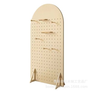 Solid Wood Screen Partition Nordic Style Pegboard Floor Standing Storage Shelf Living <b>Room</b> Entrance <b>Divider</b> Multifunctional - Product Image 5
