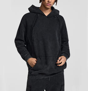 <span class=keywords><strong>Sweat</strong></span>-shirt surdimensionné personnalisé en patchwork OEM, lavage à l'acide, fabricant, haute qualité, vintage, 420 g/m², coton French Terry, <span class=keywords><strong>sweat</strong></span>-shirt à <span class=keywords><strong>capuche</strong></span> - Product Image 4