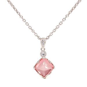 Collana in argento 925 moderno di fascia alta con ciondolo rosa con torre di zucchero coltivata con ciondolo alla moda ciondolo in pietra preziosa - Product Image 1