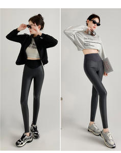 Inverno nero di alta qualità senza cuciture Leggings da ragazza pantaloni attillati in pile a vita alta Leggings in pelle da donna - Product Image 4