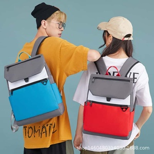 Cute Fruit Snail Minimalist Panelled <b>Backpack</b> Gray Blue PU 12 Inches Unisex Daypack Multiple Pockets Zipper Closure Soft Handle - Product Image 5
