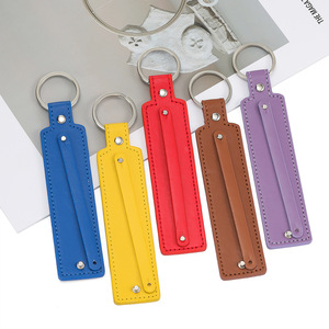 Porte-clés en cuir rectangulaire multicolore, accessoire de bijouterie simple à faire soi-même pour téléphone, sac, bracelet - Product Image 1