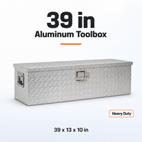 Boîte à outils en aluminium de 39 pouces avec plaque diamantée, double vérins à gaz, loquet à palette verrouillable, résistante aux intempéries et à la rouille pour camionnette