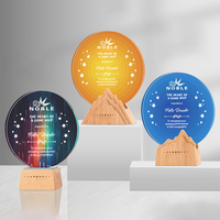 Nouveau trophée en bois noble, plaque de récompense en verre personnalisée pour la reconnaissance des employés, événements sportifs, cadeau d'anniversaire, vente en gros