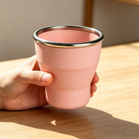 Petite bouteille de voyage en silicone avec couvercle, gobelet pliable réutilisable pour le café, le camping et le bureau