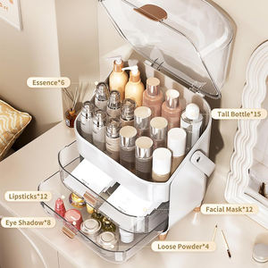 Grand organisateur de maquillage à 3 niveaux vitrine cosmétique pour salle de bain comptoir vanité porte-brosse rouge à lèvres soins de <span class=keywords><strong>la</strong></span> peau boîte de rangement - Product Image 2