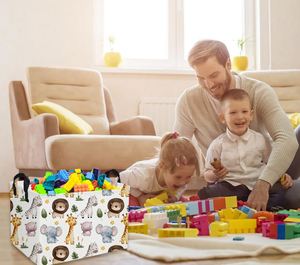 Zoo Rectangular Baby Storage Basket <b>Large</b> Collapsible Kid Toy <b>Bin</b> Nursery Classroom Books Shelf Basket - Product Image 4