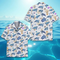 Chemise Hawaïenne Personnalisée Tortue de Mer Impression à la Demande POD Chemise Aloha Tortue Océanique Personnalisée Livraison Directe Sans Minimum
