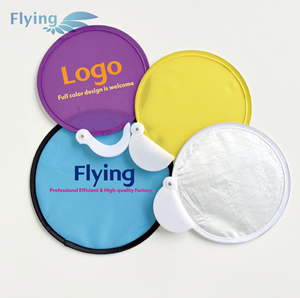 Fan pieghevole in nylon stampato su misura con il marsupio, ventilatore a mano promozionale con codice QR mano portatile pieghevole tasca disco volante per la vendita - Product Image 3