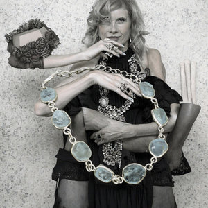 Pulsera de Plata de Ley 925 con Aguamarina en Bruto y Eslabones de Cadena con Engaste de Bisel - Joyería de Piedra Natural, Regalo - Product Image 2
