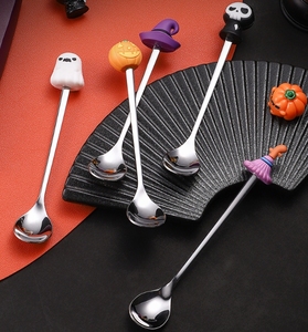 Juego de cucharas de acero inoxidable de alta belleza, vajilla desechable con patrón de animales para regalos de Halloween, cuchara para revolver café <span class=keywords><strong>y</strong></span> postre - Product Image 6