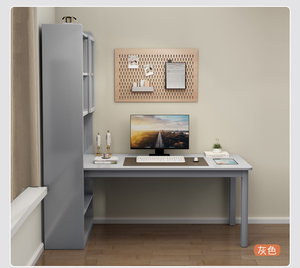 Hot-bán B2B rắn gỗ l-hình dạng góc Bàn Máy Tính Bền nhà văn phòng nghiên cứu bảng với kệ sách lưu trữ tủ - Product Image 5