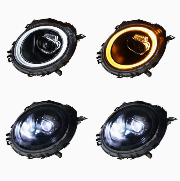 For 2007-2013 for MINI R56 12V 6000K LED Angel Eyes Projector Headlight Assembly DRL Sequential Turn Signal