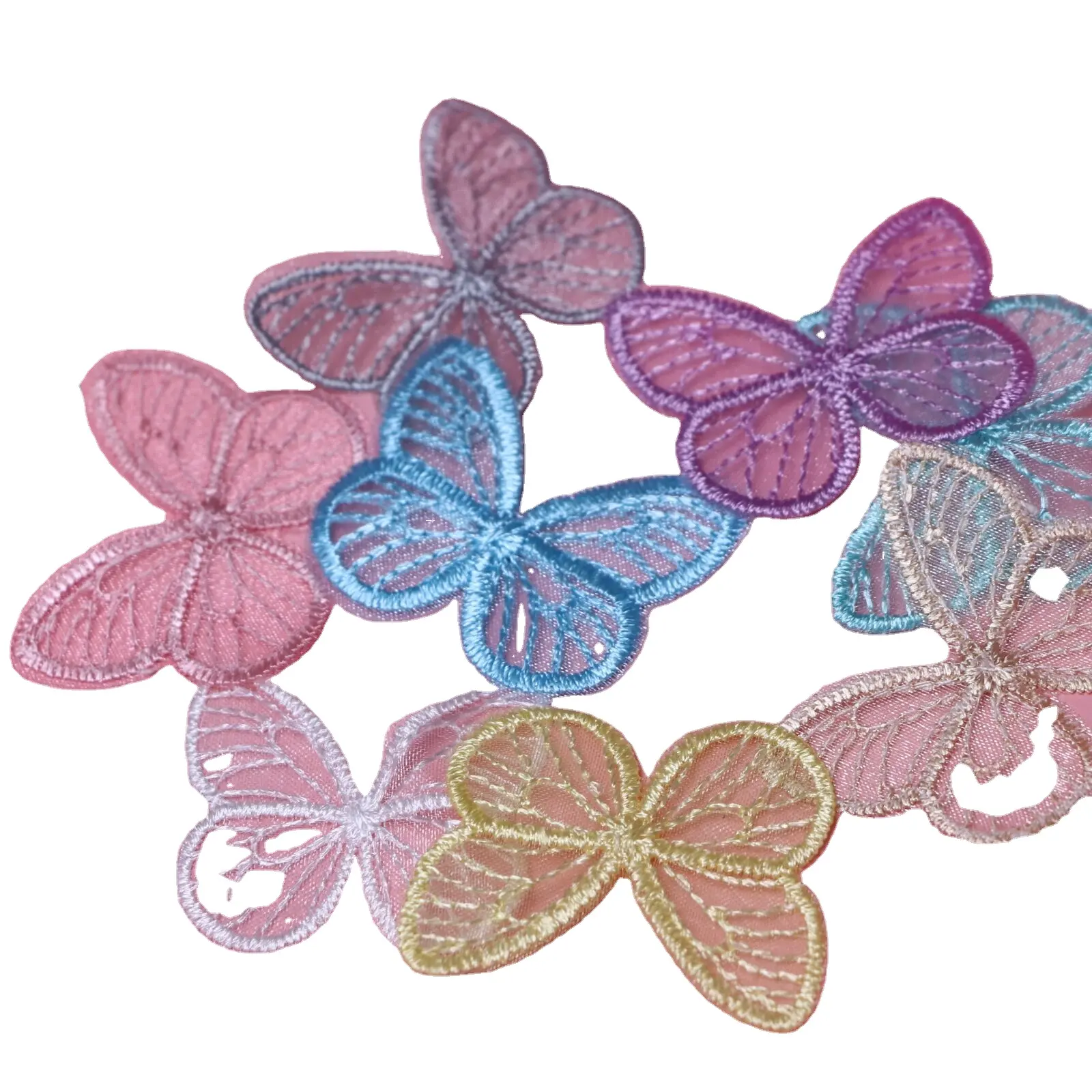 Nakış dantel yama kelebek Patchwork dikiş bez çıkartmaları giysi DIY el yapımı aplike giyim için dekoratif rozet