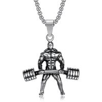 Olivia – collier d'haltères en acier inoxydable pour homme, accessoire de Fitness, de sport, de musculation, Punk, tendance