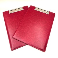 Porte-documents de bureau A4 en cuir PU bordeaux de haute qualité avec bloc-notes et pince métallique