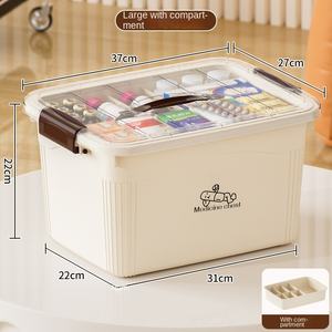 صندوق تخزين أدوية بلاستيكي منزلي كبير السعة بتصميم NBD006 مع غطاء، متعدد الطبقات ومقسم لتصنيف الأدوية - Product Image 5