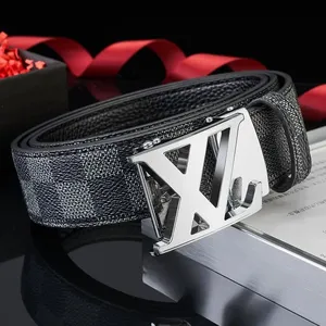 Cinturón de Moda Masculina con Hebilla Automática de Cobre y Correa con Patrón a Cuadros de 3.4 cm de Ancho <span class=keywords><strong>para</strong></span> Hombres y Mujeres - Product Image 3