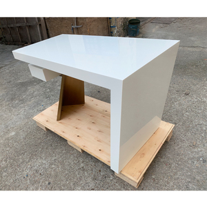 Juego de escritorio de muebles de oficina de mesa de piedra de superficie sólida blanca de gama alta de 1,5 metros de largo - Product Image 1