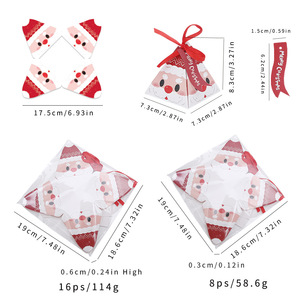 Kotak kemasan hadiah permen kertas segitiga Natal kecil terjual dengan label dan pita - Product Image 4