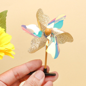 Pince à cheveux laser éolienne à six ou cinq feuilles, pailletée, pour enfants, unisexe, non toxique, accessoire de coiffure préscolaire - Product Image 3