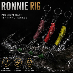 Equipo Premium para Pesca de Carpa, Sistema Ronnie Rig, con Anzuelo Curvo Afilado, Espiga para Cebo y Funda Giratoria 360° Anti-Enredos, <span class=keywords><strong>3</strong></span> Colores, Tamaños 2, 4, 6, 8 - Product Image 2