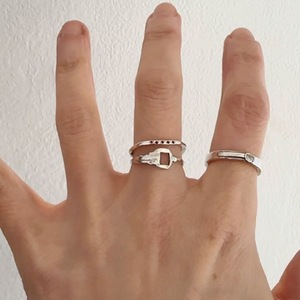 Bague empilable en argent sterling S925, style coréen, rétro minimaliste, motif clé antique, inspirée des influenceurs coréens, vente en gros - Product Image 3