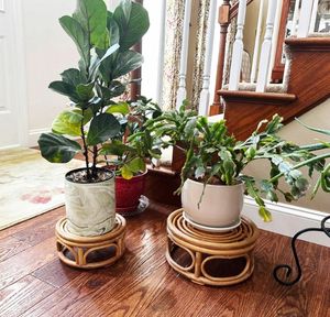 Milieu du siècle moderne <span class=keywords><strong>plante</strong></span> support <span class=keywords><strong>intérieur</strong></span> en bois petit bureau rustique ferme rotin naturel cercle <span class=keywords><strong>piédestal</strong></span> pour la décoration intérieure - Product Image 3