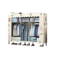 Armoire pliante moderne et élégante en tissu avec tubes métalliques, pour la maison, la chambre, la salle de sport, l'hôtel, l'école, rangement de vêtements robuste