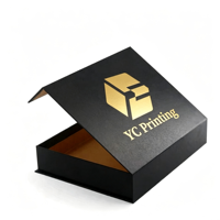Boîtes cadeaux pliables en carton noir rigide de luxe avec impression personnalisée, fermeture magnétique, couvercle, logo