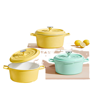 Marmite à soupe émaillée binaurale de 18cm de <span class=keywords><strong>grande</strong></span> capacité, batterie de cuisine <span class=keywords><strong>en</strong></span> <span class=keywords><strong>fonte</strong></span> antiadhésive, casserole universelle multifonctionnelle classique - Product Image 1