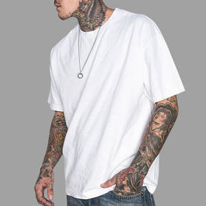 เสื้อยืดแนวสตรีทแวร์สำหรับผู้ชายเสื้อยืดกีฬาทรงแบ็กกี้สะพายไหล่สำหรับผู้ชายเสื้อยืดเปล่าไซส์ใหญ่พิเศษผ้าคอตตอน100% - Product Image 3