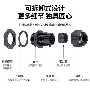 QG Nylon <b>Cable</b> Gland PG12 IP65 Waterproof Connector For <b>Cable</b> Protection - Product Image 2