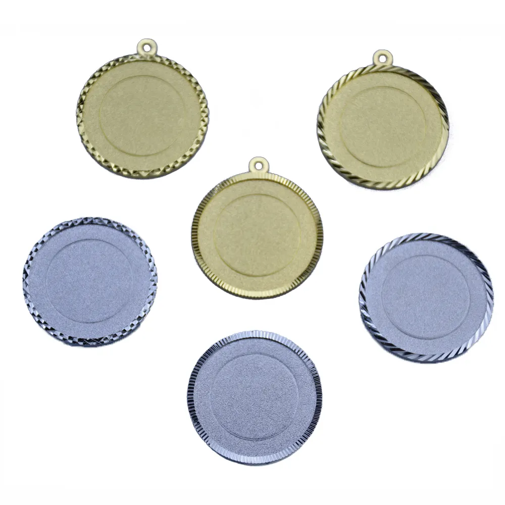 Médailles vierges personnalisées pas chères 70 mm sans ruban de lanière médailles de couleur or argent cuivre