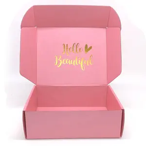Fabrik preis Mailer Box Wellpappe Versand box rosa Mailing Box mit Silber folie Logo