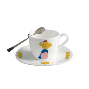 Benbenck toptan saf beyaz basit Cappuccino Latte kupası renkli porselen çay kupa ve tabaklar Espresso kahve fincanı setleri - Product Image 2