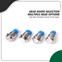 Interrupteur à bouton-poussoir LED éclairé IP40 19 mm à montage sur panneau 220 V 3 A pour contrôle industriel et appareils électriques