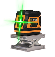 Niveau laser YaJin 4D 360° à lignes croisées, léger, alimenté par batterie, vert, deux lignes, précision 1 mm/5 m, auto-nivelant pour