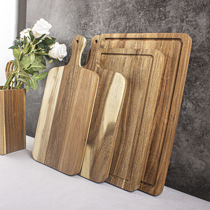 Planche à découper en <span class=keywords><strong>bois</strong></span> d'acacia, rustique, grand carré, rectangle, légumes à bord vivant, évier, avec rainure à jus, prêt à expédier - Product Image 3