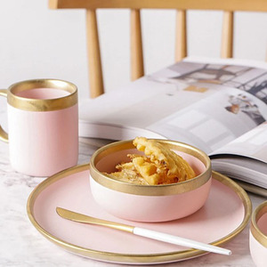 Or à la main En Céramique <span class=keywords><strong>Pastel</strong></span> <span class=keywords><strong>Assiette</strong></span> avec Jante En Or - Product Image 6