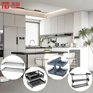TIANYI Modern Multi-Function Hotel Use <b>Kitchen</b> Cabinet Storage <b>Pull</b> <b>Out</b> <b>Basket</b> Slide <b>Out</b> Organizer Rack Soft Close Drawer Rail - Product Image 1