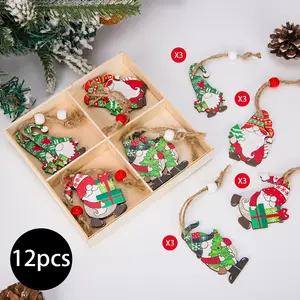 Liontin pohon Natal kayu Santa dan pria roti jahe kreatif baru untuk dekorasi pesta liburan dan hadiah grosir