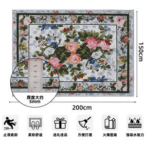 Alfombra Rectangular para Sala de Estar, Diseño Floral, Poliéster, Antideslizante, Lavable, 24DFR0034 - Product Image 6