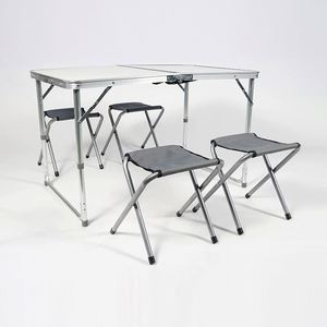 Ensemble de chaise et table pliantes d'extérieur avec panneau en bambou et structure en métal pour le jardin et le camping - Product Image 1