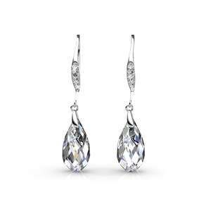 Boucles d'oreilles pendantes classiques haut de gamme en forme de goutte d'eau, en argent 925, avec cristaux, pour femmes - Product Image 2